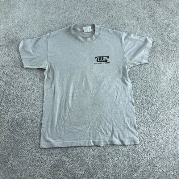 Vintage Tee Jays Heft-T Yellow Freight  S Gray 50% Cotton 50% Polyester 5736 - Picture 1 of 9